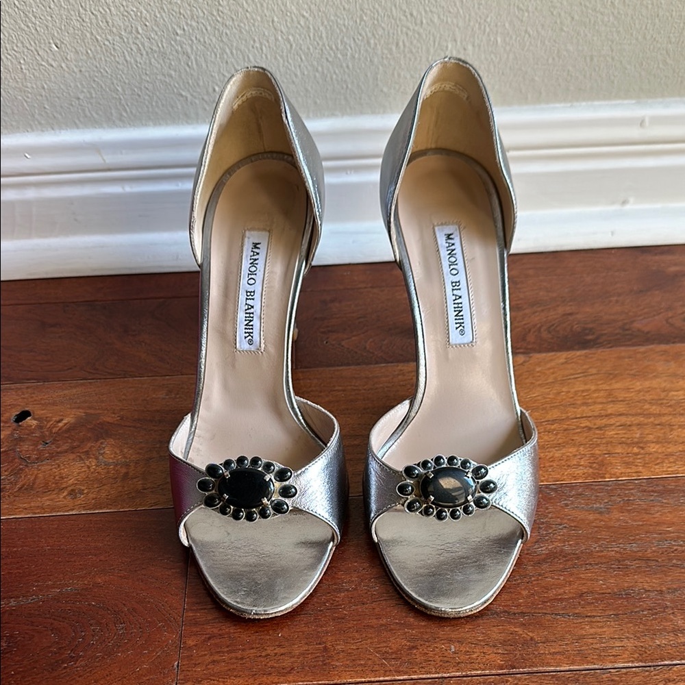 Manolo Blahnik Silver Women's Shoes - size 39